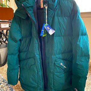 Jade Green Reverse Weave Champion Down Coat